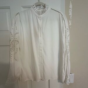 SUNCOO Ivory Lace Detail Blouse